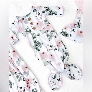 Caden Lane Baby Knot Gown And Hat Millie’s Dusty Rose Garden Newborn